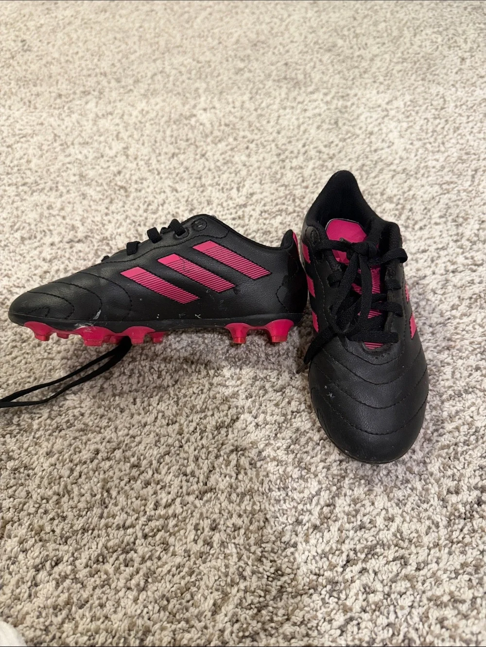 adidas Black and Pink Junior Soccer Cleats